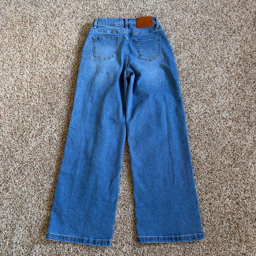 Sidefeel Womens Wide Leg Stretch Denim Blue Jeans Size 4 Panel - Picture 4 of 7